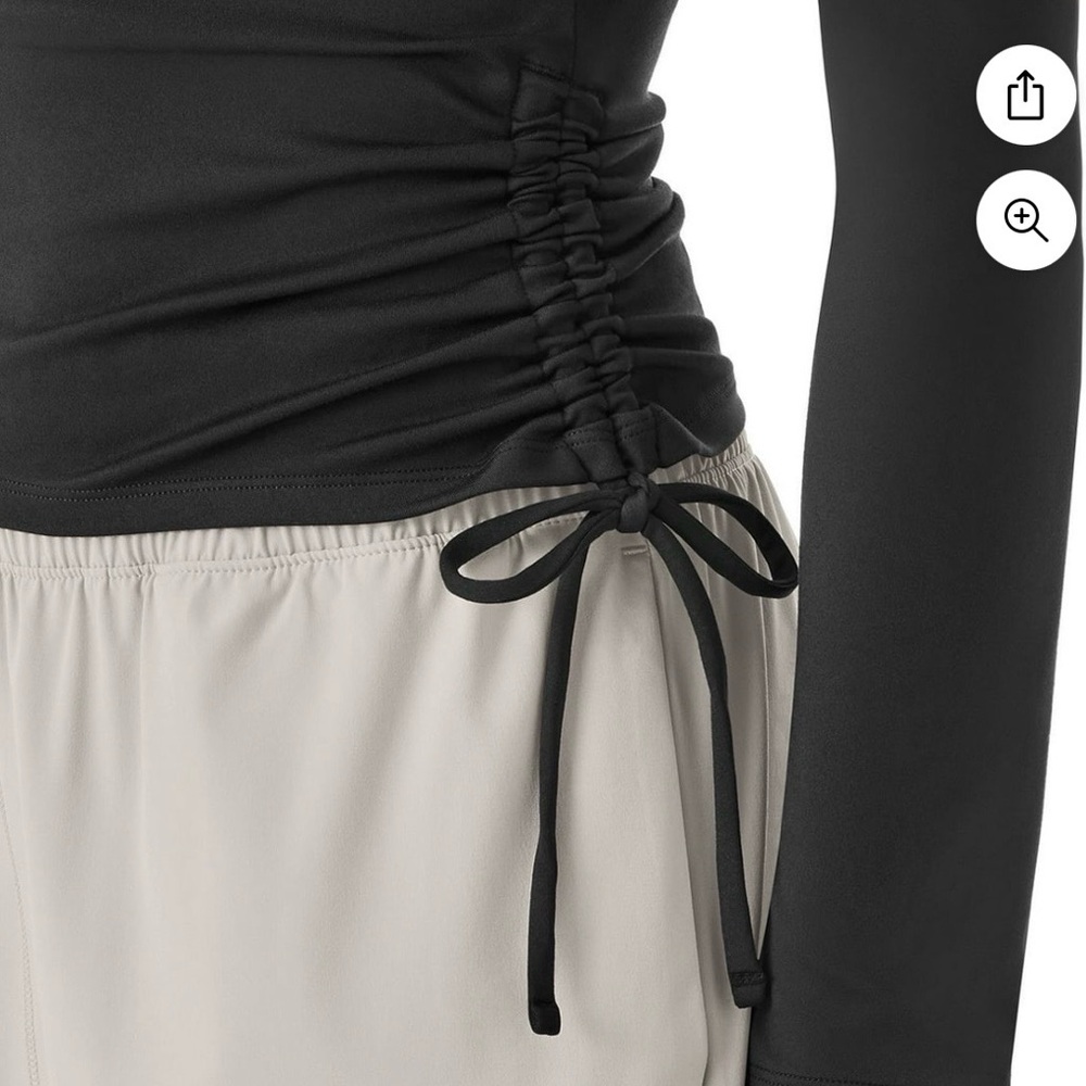 NWT-Member’s Mark Women’s Black Long Sleeve Ruched Women's Top Sz L - Picture 3 of 10